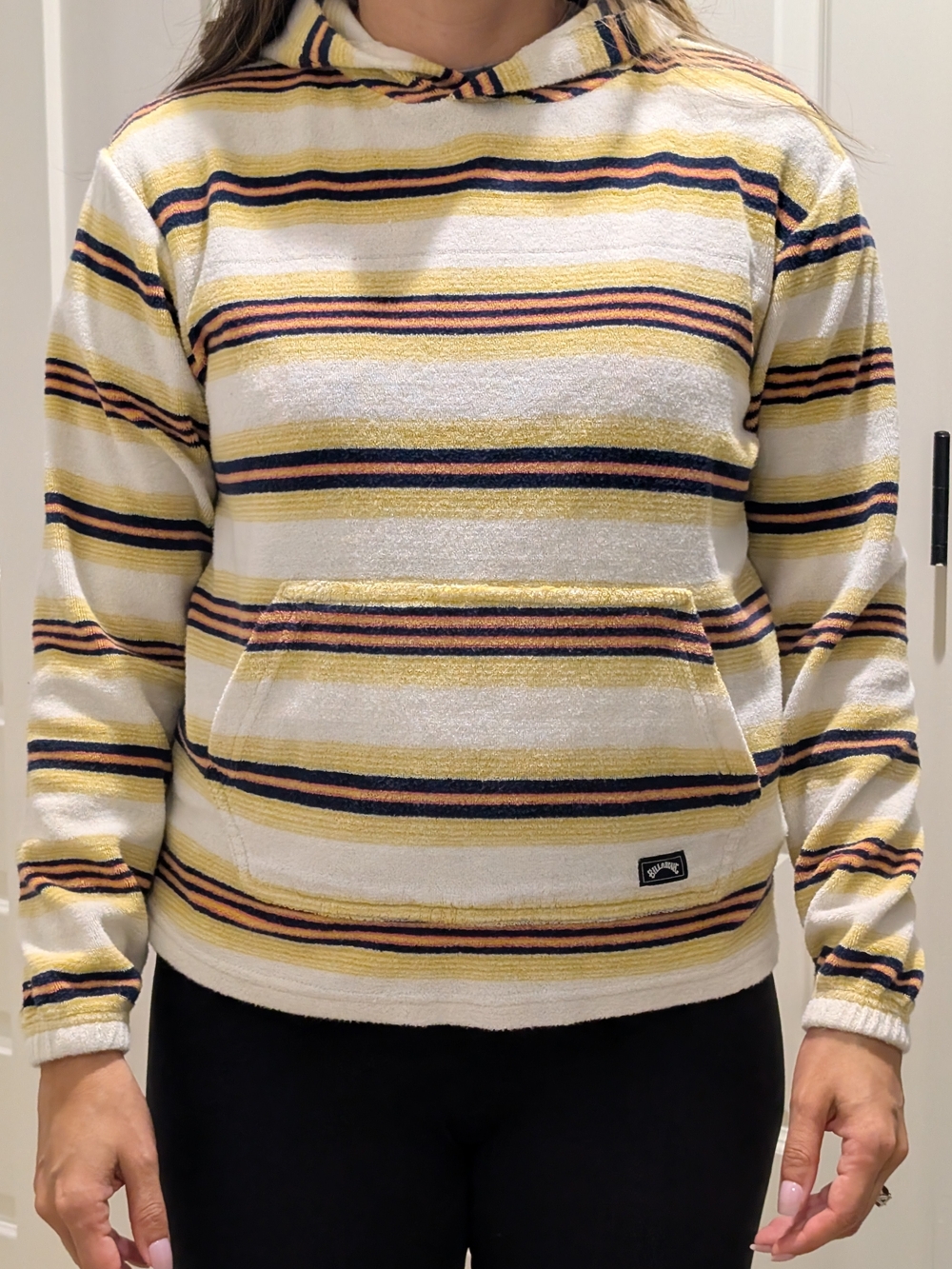 Billabong Striped Hoodie in Yellow & Cream Size Medium